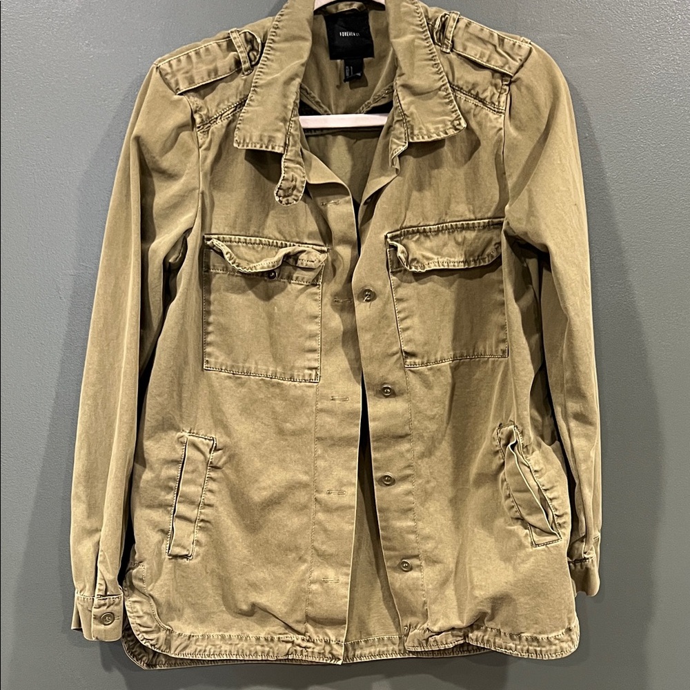Forever 21 Sorry I’m Bad army green Utility Jacket